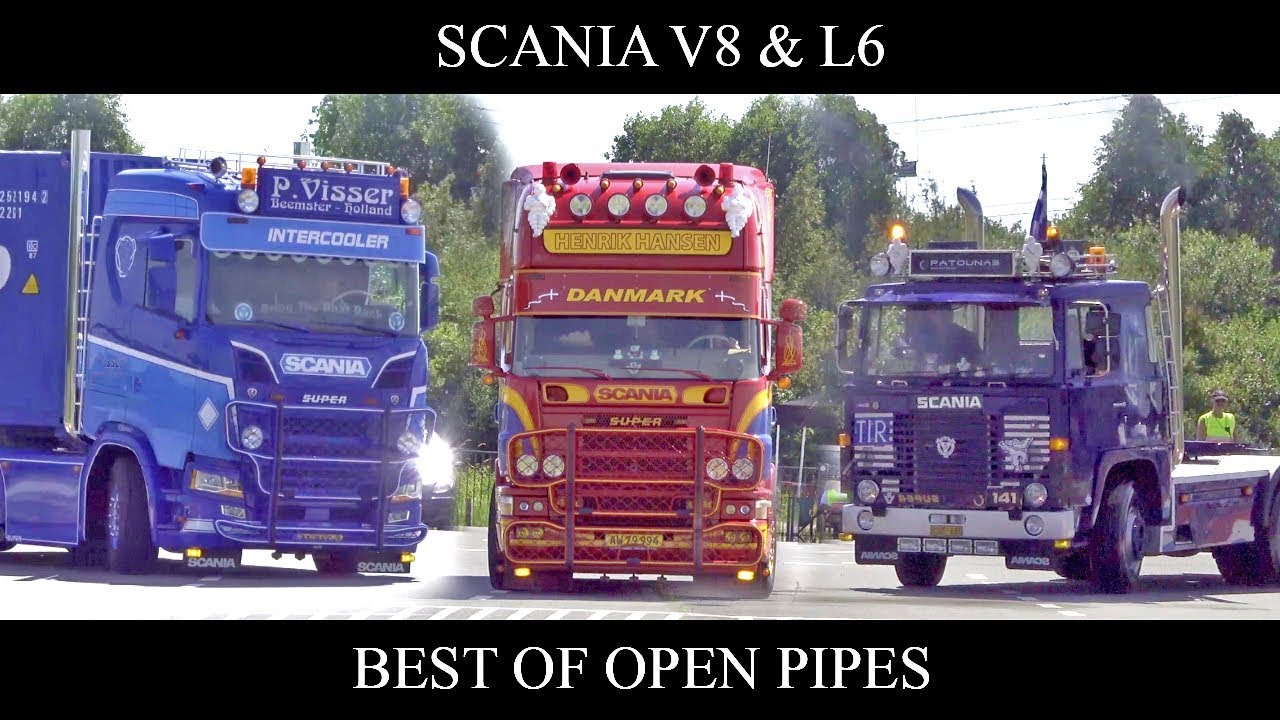 best of Scania V8 & L6 open pipes sound 2018