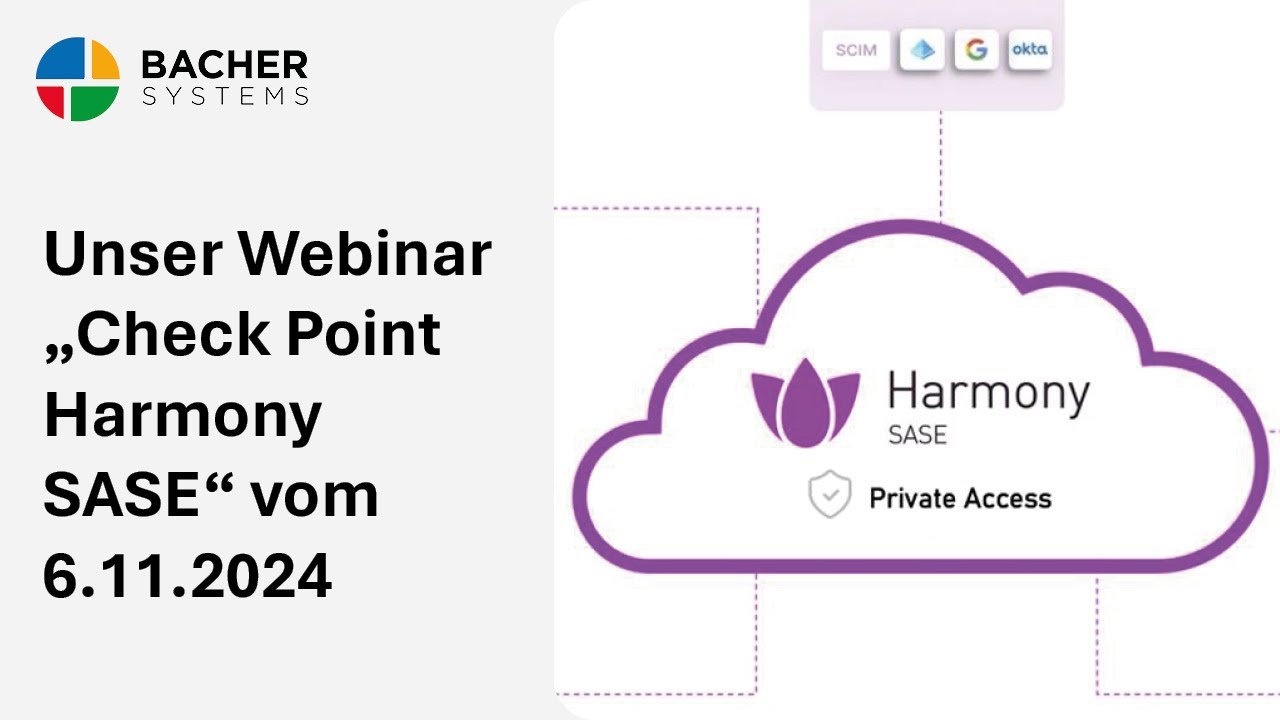 Bacher Systems Webinar zum Thema 'Check Point Harmony SASE' vom 6.11.2024