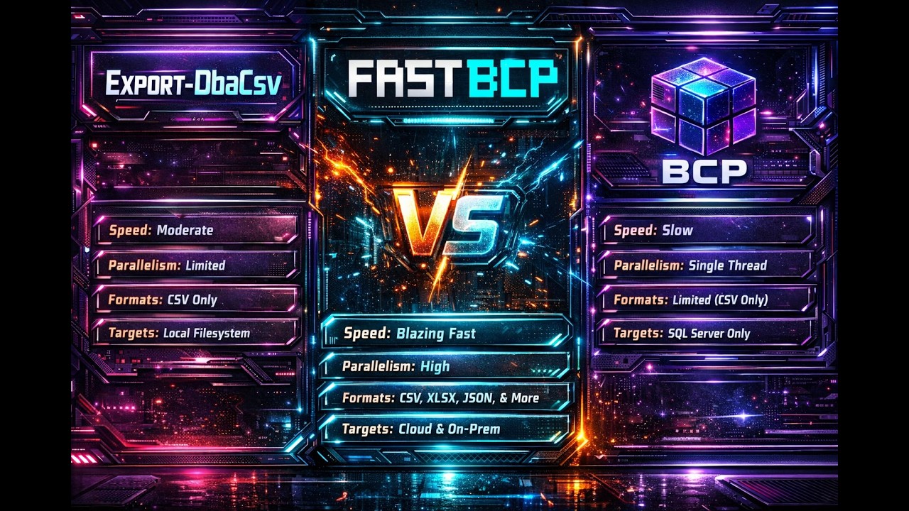 BenchMark Export MSSQL to CSV : BCP vs FastBCP vs Export-DbaCSV