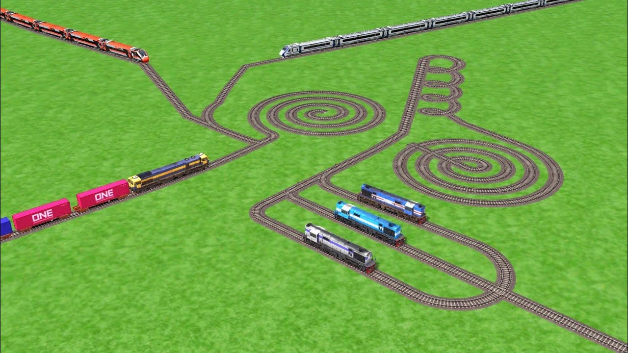 AI TRAINS RUNNING AT SPRINGS RAILROAD TRACKS BUMPY ZIG AND TRACKS 😱RAILROAD RAILWORK TRAIN SIMULATOR