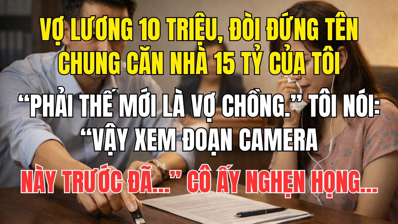 VỢ LƯƠNG 10 TRIỆU ĐÒI ĐỨNG TÊN NHÀ 15 TỶ, TÔI NÓI: “XEM CAMERA TRƯỚC ĐÃ…” – CÚ LẬT KHIẾN CÔ ẤY SỤP..