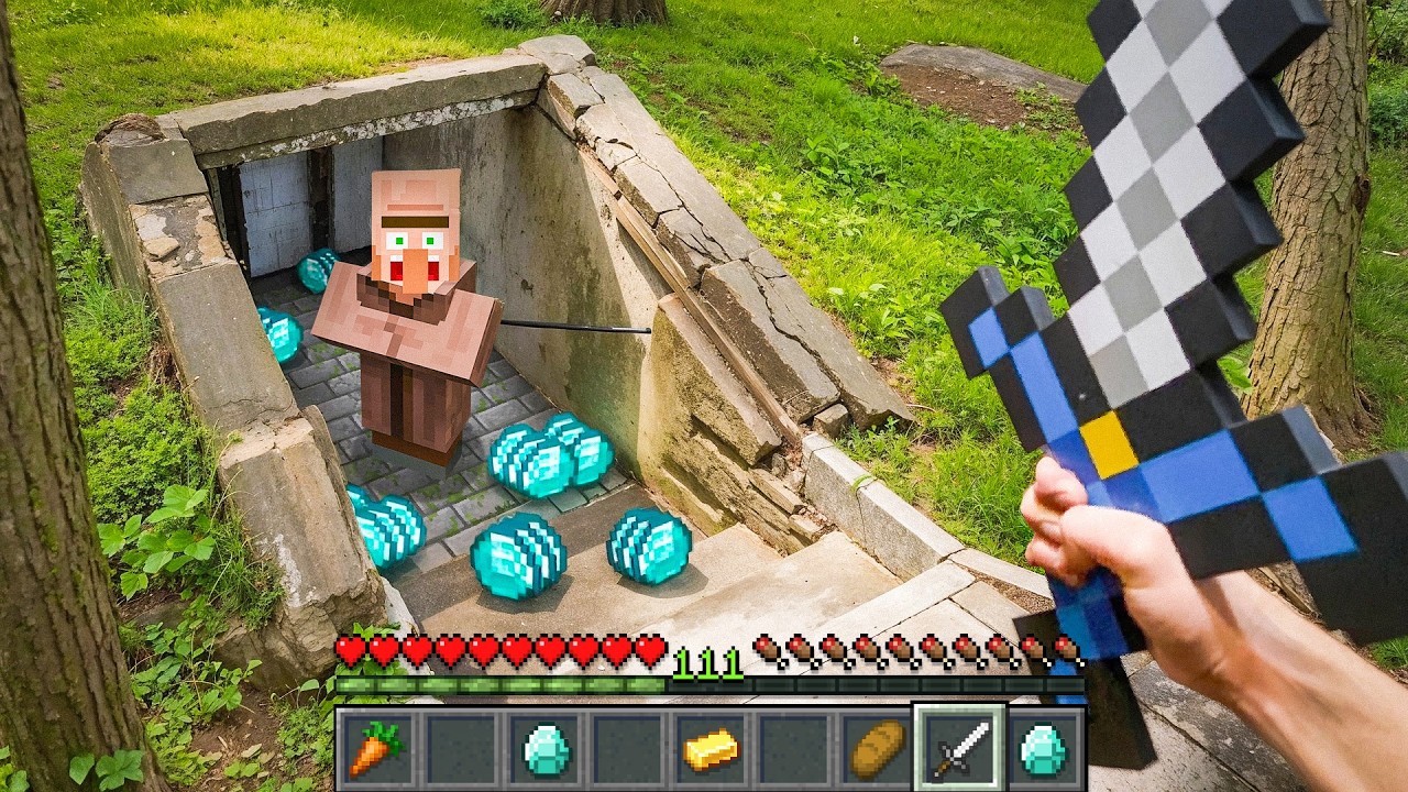Minecraft in Real Life POV MOVIE - I FOUND VILLAGER SECRET BUNKER in Realistic Minecraft 創世神第一人稱真人版