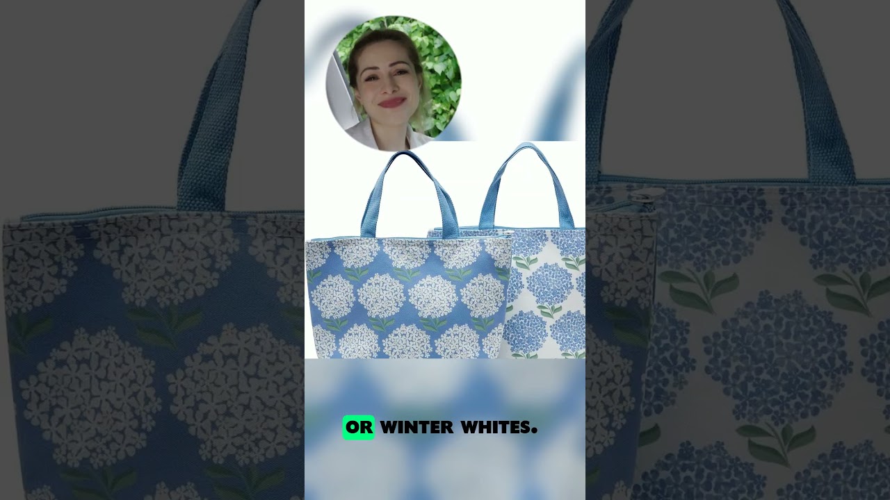 Two's Company Hydrangea Thermal Lunch Tote Bag Assorted 2 Colorways