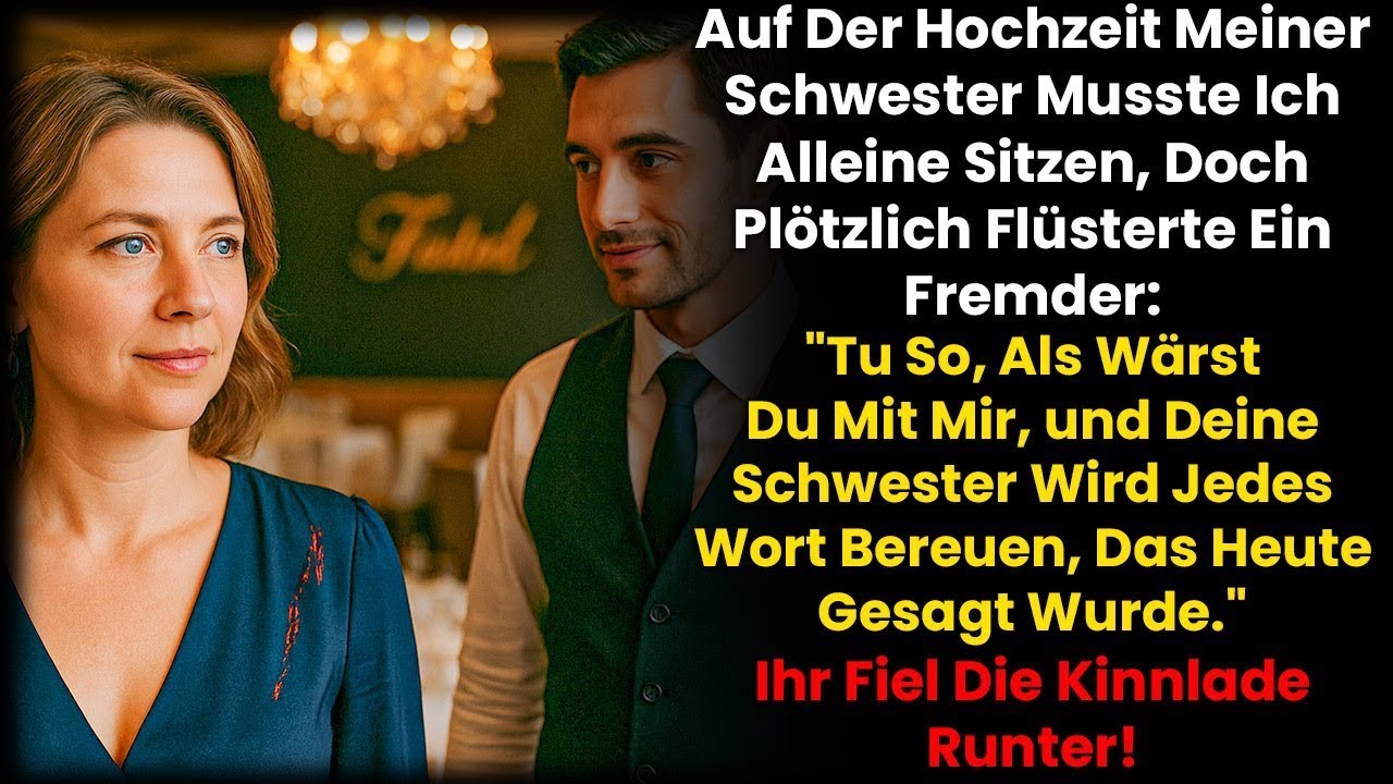Auf der Hochzeit meiner Schwester war ich allein–da flüsterte ein Fremder; Tu,als wärst du mit mir