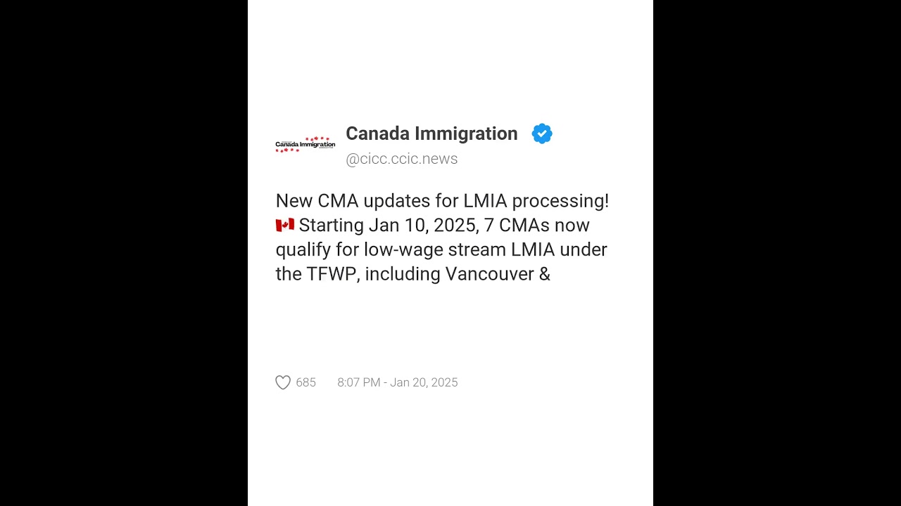 Government of Canada updates CMA unemployment rates for LMIA processing #lmiaprocessing #canadanews