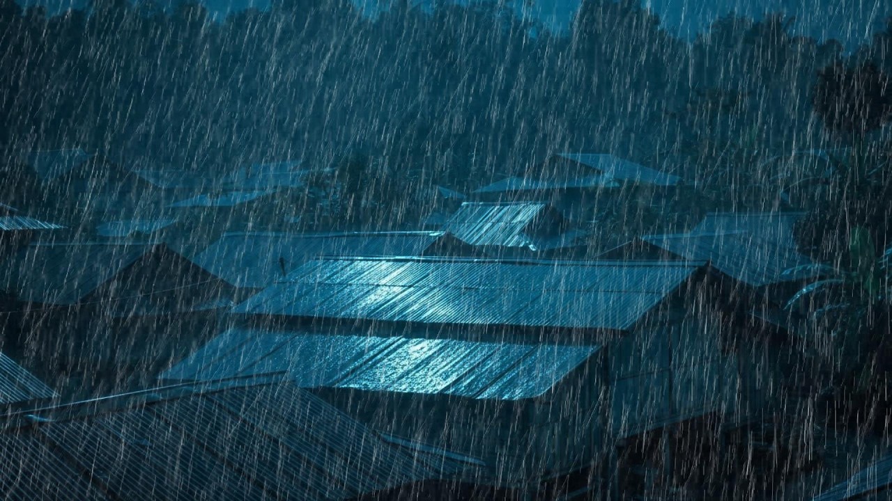 No Ads Rain Sounds for Sleeping - ASMR Intense Night Rain on Tin Roof for Mind Shutdown