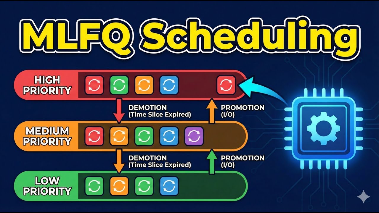 1.12 Multilevel Feedback Queue Scheduling (MLFQ) Explained | Priority Scheduling | OS Malayalam