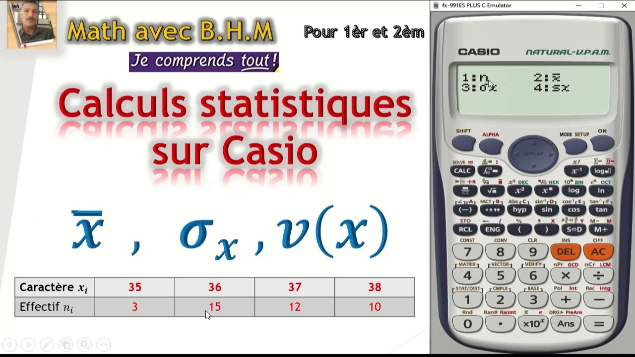 calcules statistiques simple avec calculatrice Casio 991fx