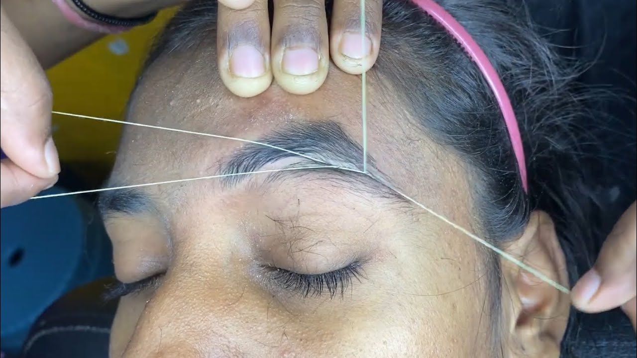 Thick to thin eyebrow threading #threading 