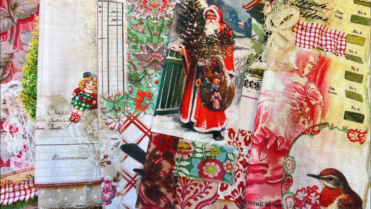 #slowstitching craft with me | starting work on slow stitch christmas journal covers Part 1