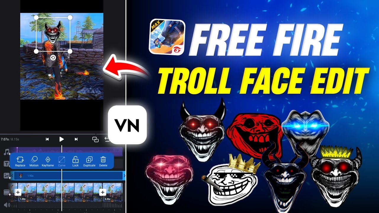 Free Fire Trollface Video Editing In Vn App | VN Se Free Fire Troll face Video Kaise Banaye