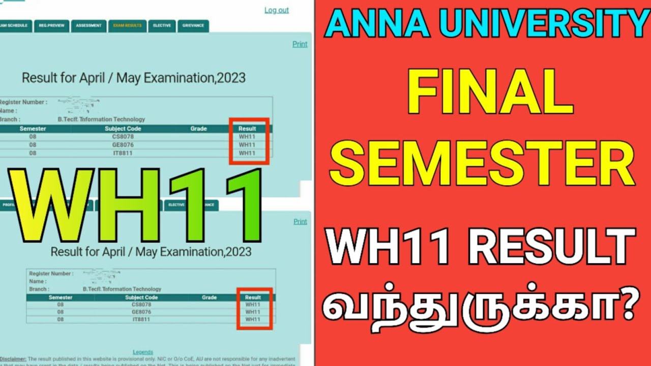 Anna University Final Semester WH11 Result 🤔| Engineering WH11 Result | Withheld | 8th Semester | AU