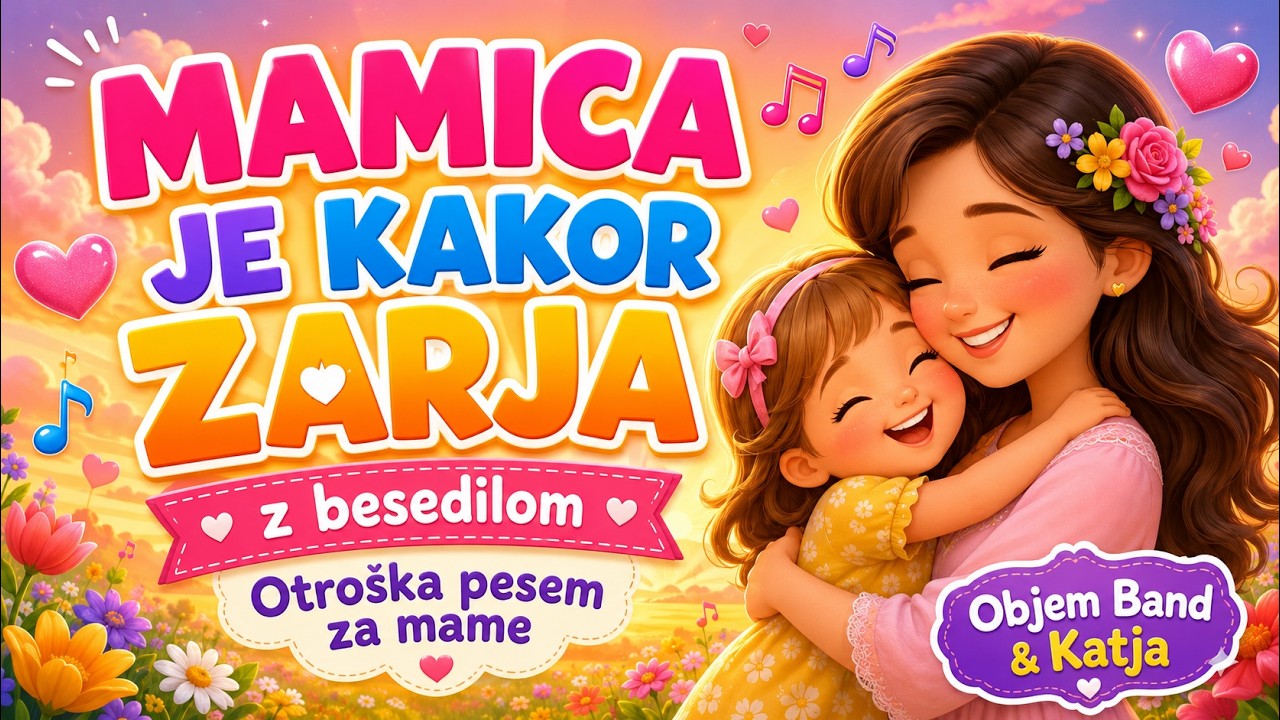 MAMICA JE KAKOR ZARJA z besedilom (Otroška ljudska pesem za naše drage mame) - Objem Band