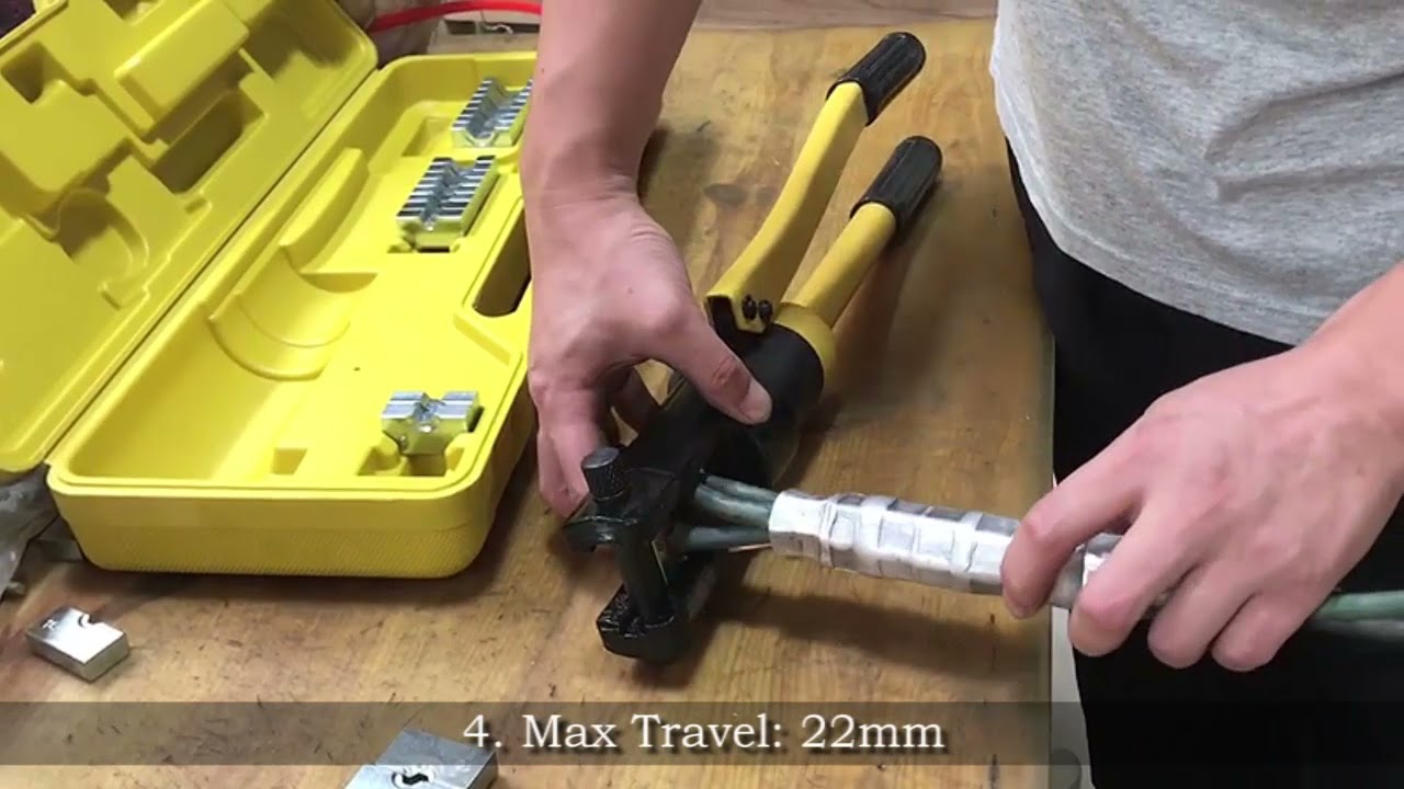 Improved 16 Ton Hydraulic Wire Battery Cable Lug Terminal Crimper With 13 Dies