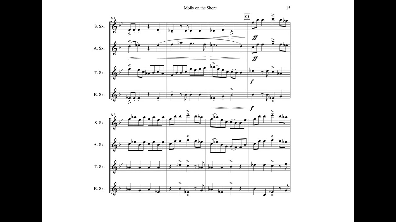 Percy Grainger: Molly on the Shore for Saxophone Quartet