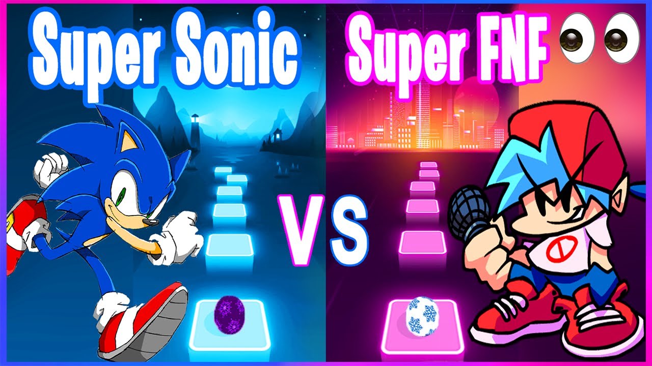 Super Sonic VS Shaggy FNF GOD EATER - Tiles Hop Edm RUSH!
