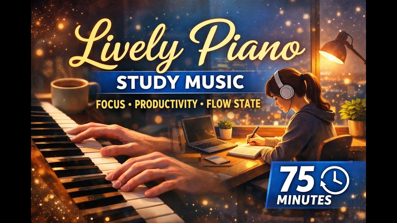 Weekend Study Session | Lively Piano 🎹 Study Music (75 Minutes) | Focus, Productivity, Flow State