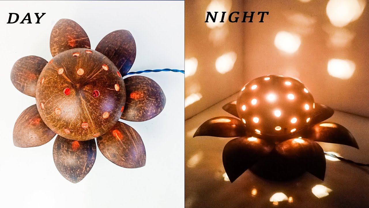 Coconut Shell  Lamp | DIY Table Lamp | Rotating Lamp