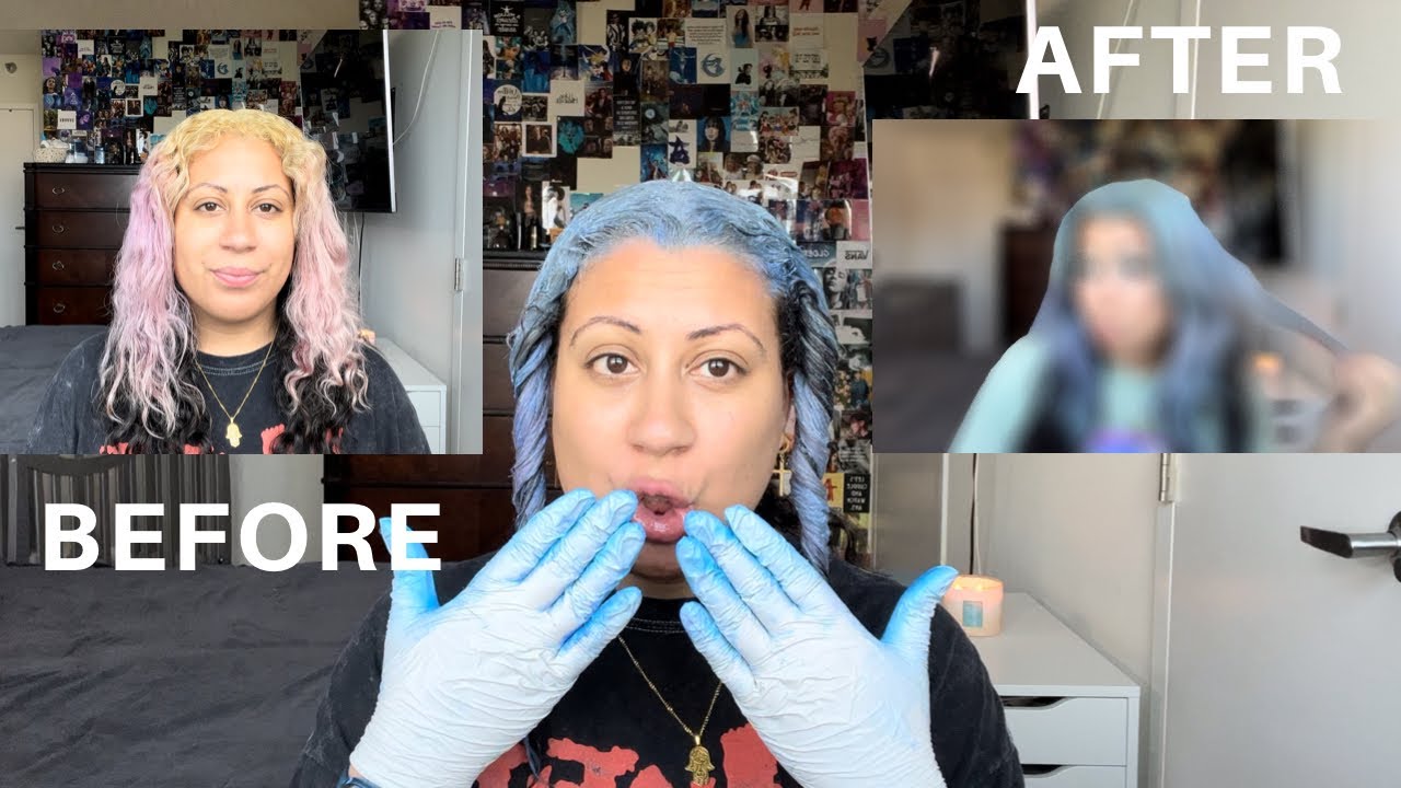 ATTEMPTING TO DYE MY HAIR ICY BLUE FROM PINK & PURPLE SPLIT DYE | Using Arctic Fox Poseidon