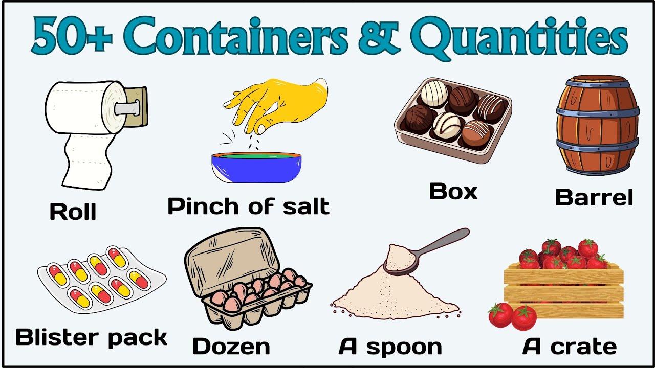 Theme 11:  Containers and quantities vocabulary #englishvocabulary