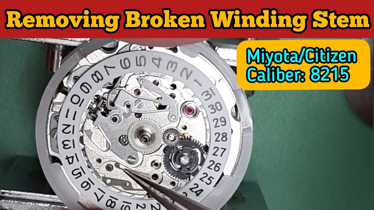 Removing Broken Winding Stem From Miyota Citizen 8215 Automatic Movement | Watch Repair Channel
