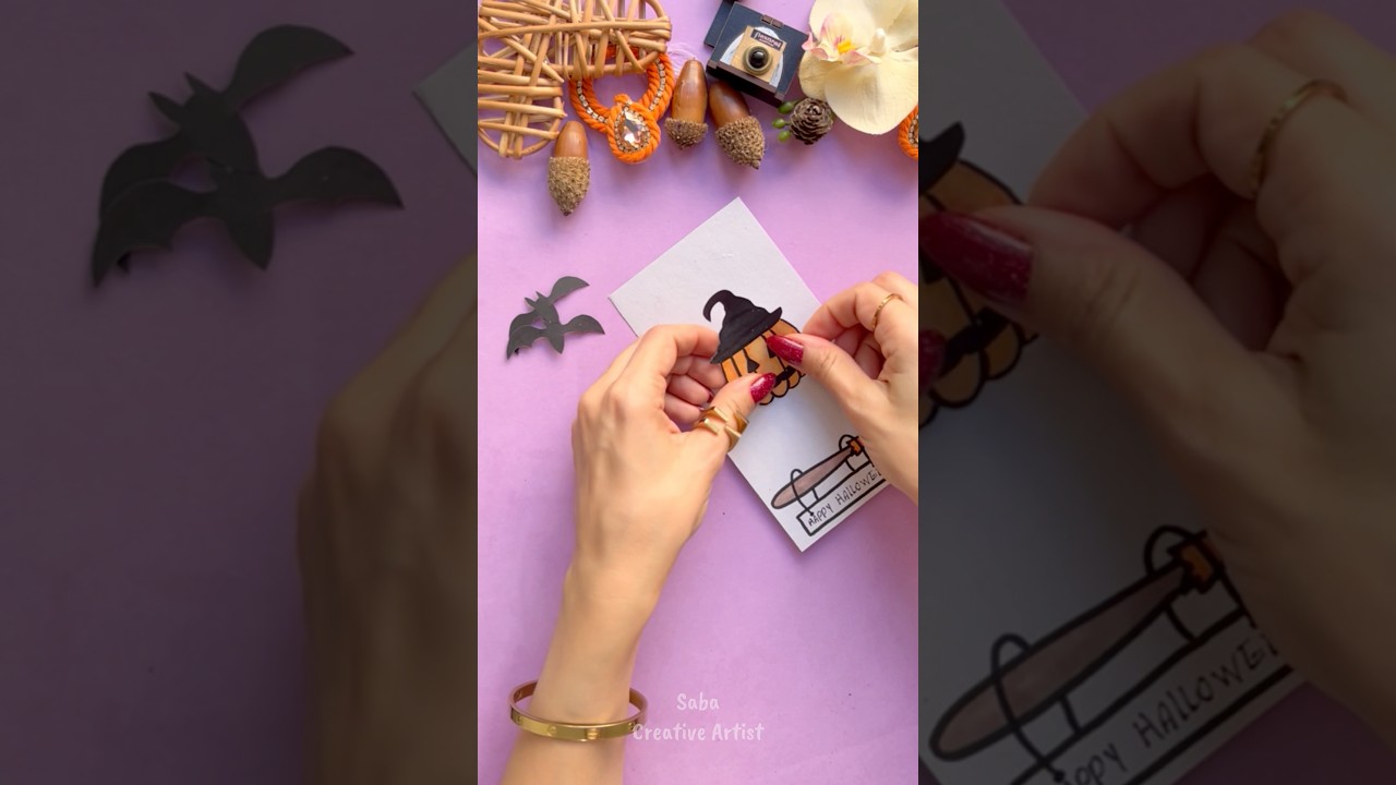 🎃Diy Halloween Card _ Easy Halloween Gift Ideas💀#saba_drawingartist #diy #shorts
