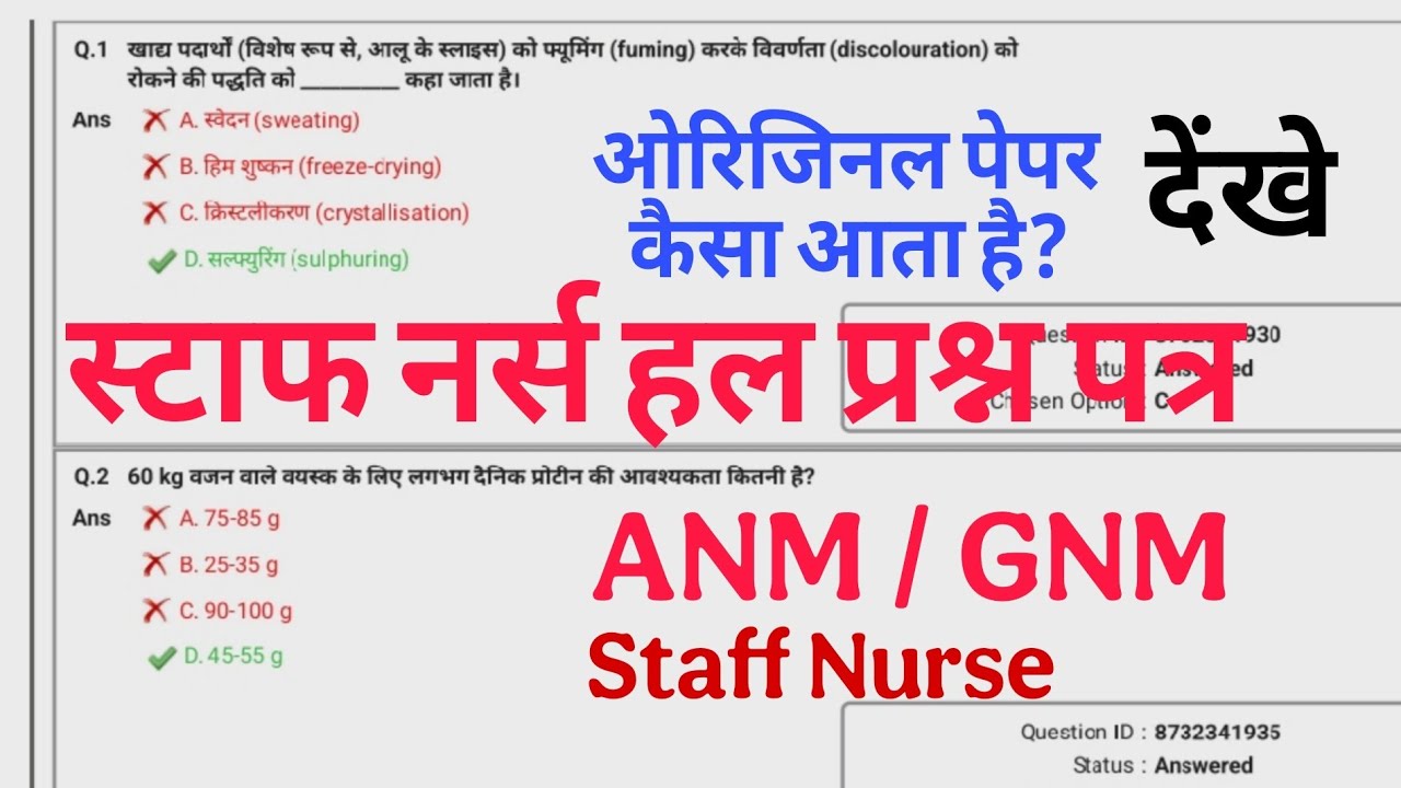 Staff Nurse Previous Year Question Paper with Analysis | Original Staff Nurse Question Paper 2023-24