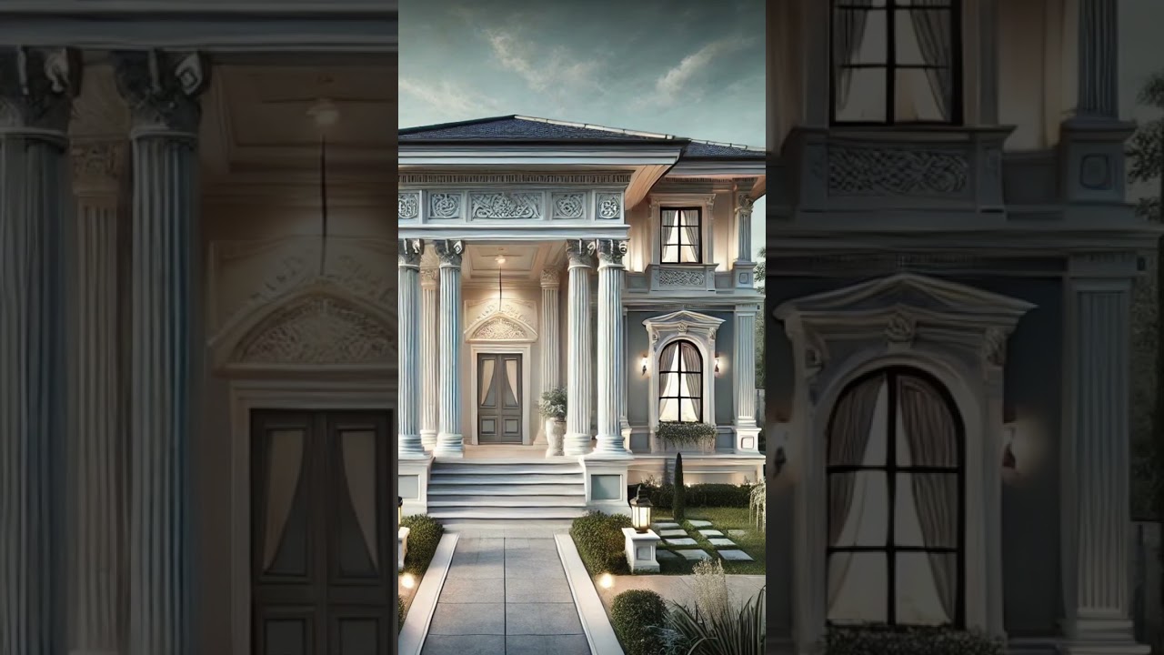Grand Neoclassical Mansion with Elegant Columns and Lush Garden #dream #design #dreamhomedesign