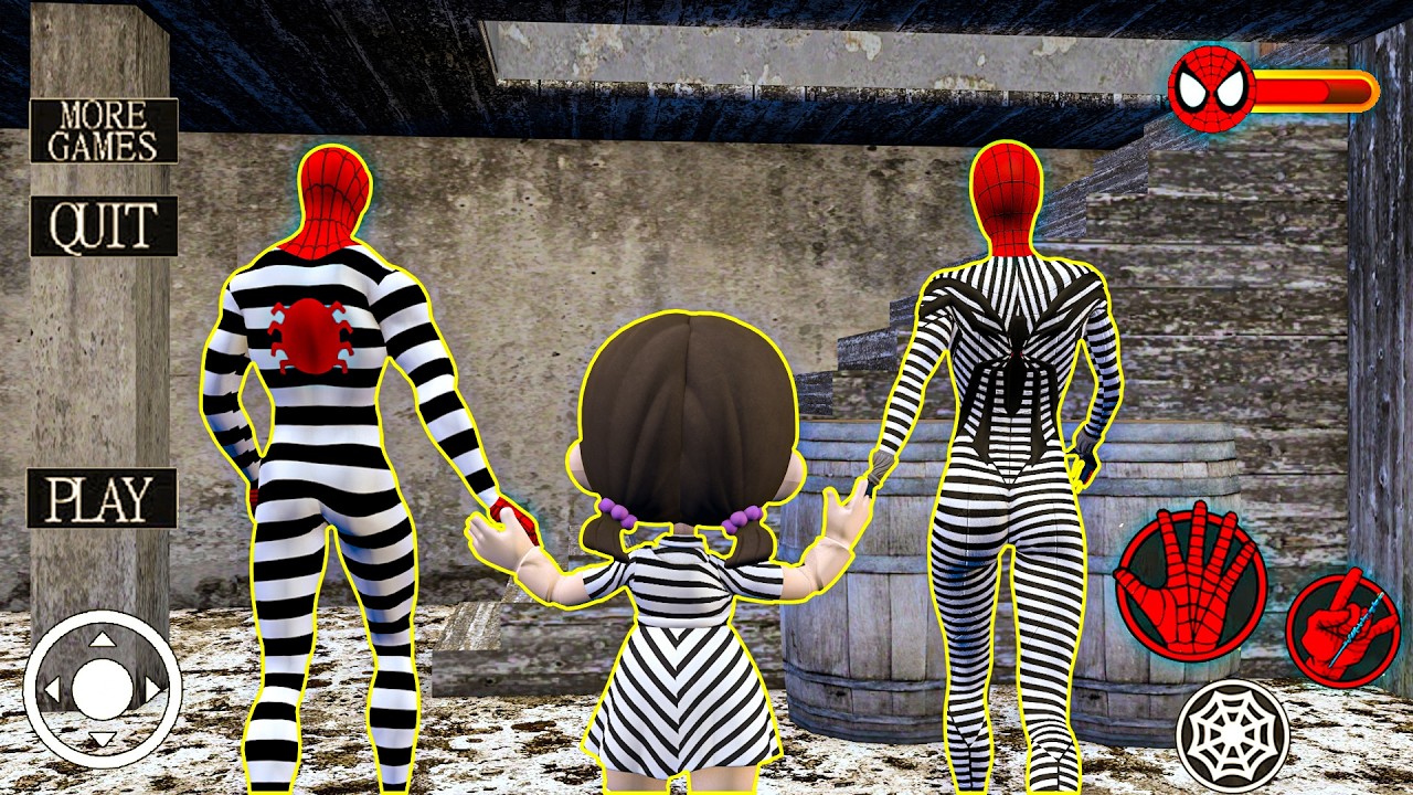 Playing as SpiderMan x Granny x Grandpa x Baby Spider Team Family in Granny House