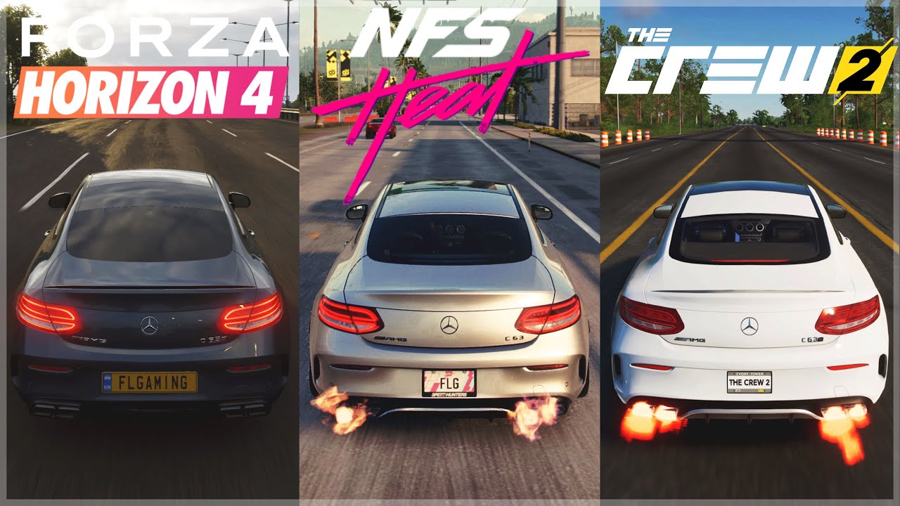 NFS Heat vs Forza Horizon 4 vs The Crew 2 | AMG C63S Sound & Gameplay Comparison in 4K
