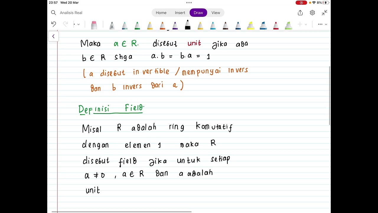 Field|Definisi dan Contoh|Ring Theory