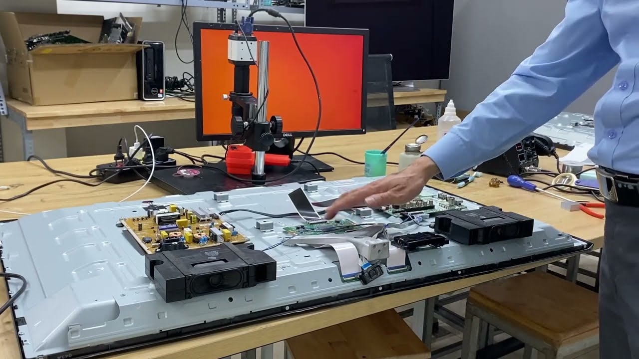 Hướng dẫn chuyển bo tín hiệu chạy màn 2 cáp về màn 1 cáp có T.CON trên Tivi LG, hướng dẫn hàn Soket.