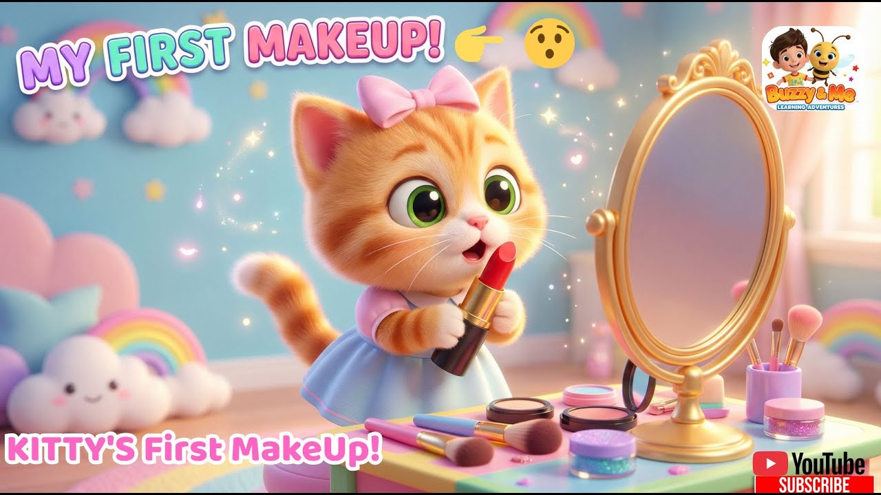 Kitty's First Make up | Cute Kitten Tries Makeup for the First Time  | Funny AI Cat Story