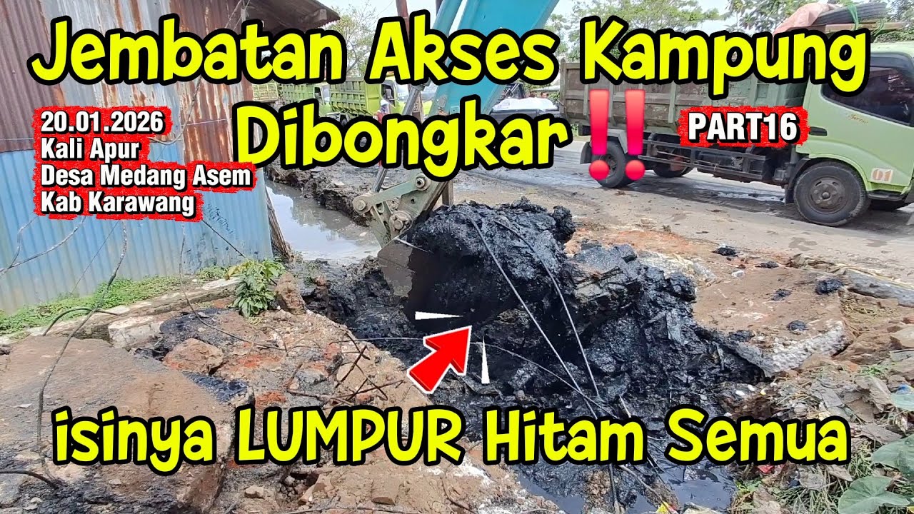 Jembatan 2LAPIS Beton Dibongkar‼️ isinya LUMPUR Hitam Dangkal  Dikeruk Exxavator #dedimulyadi #kdm