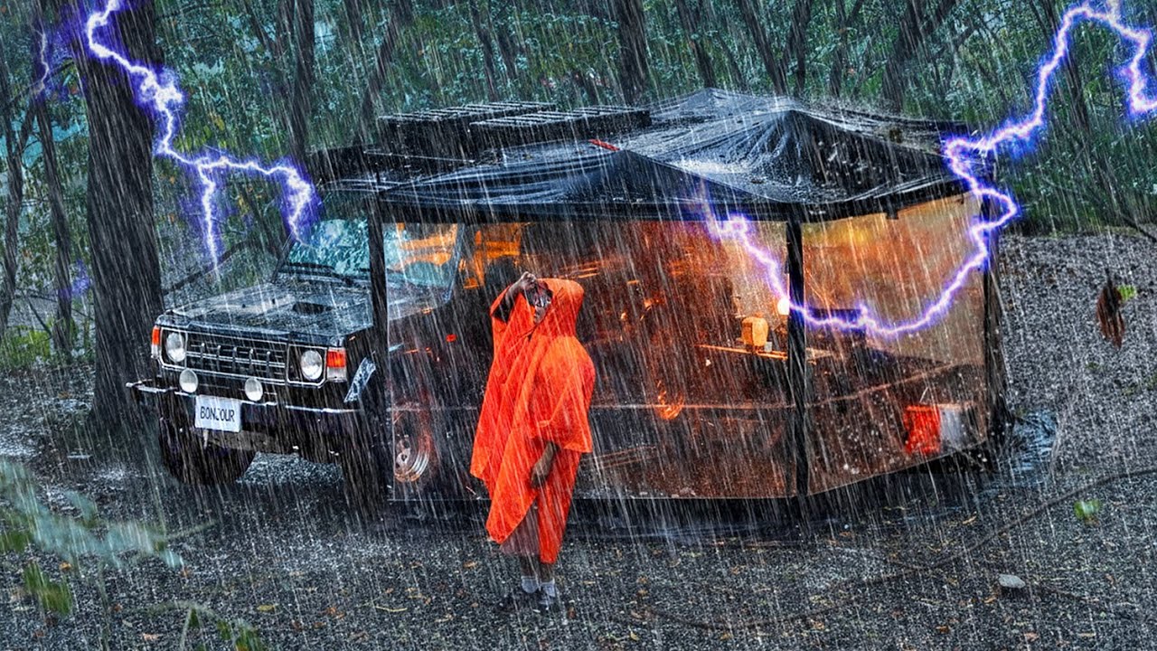 ☔️ Кемпинг под проливным дождём с идеальным автомобильным тентом