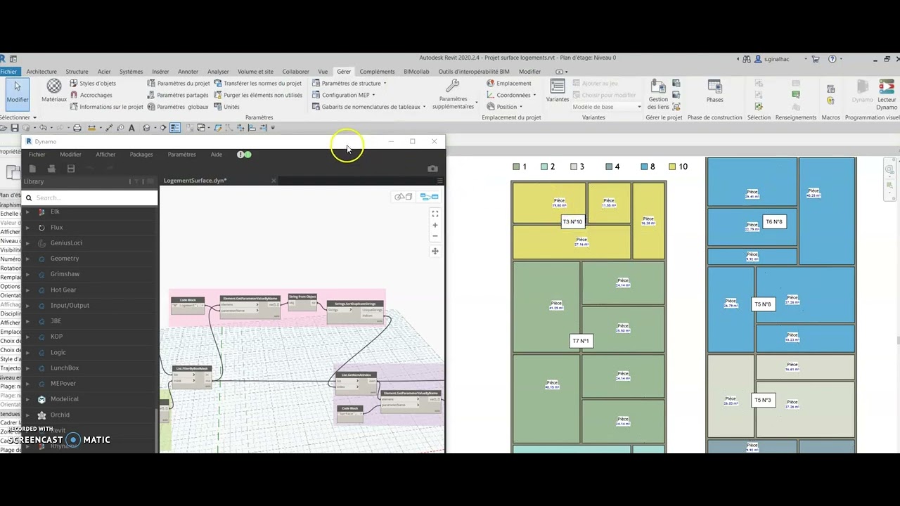 Script Dynamo revit, Afficher la surface des logements