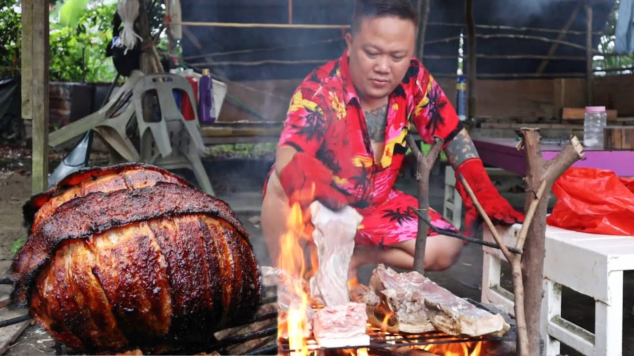 Cara Bakar Kulit Babi Hutan Sampai Bersih // Sinalau Bakas Style Sabahan //