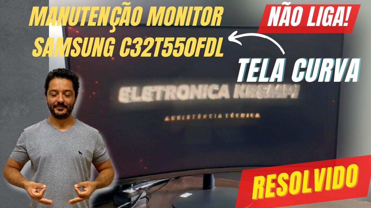 MANUTENÇÃO MONITOR SAMSUNG C32T550FDL - TELA CURVA! COMO ABRIR E MEDIR AS TENSÕES.