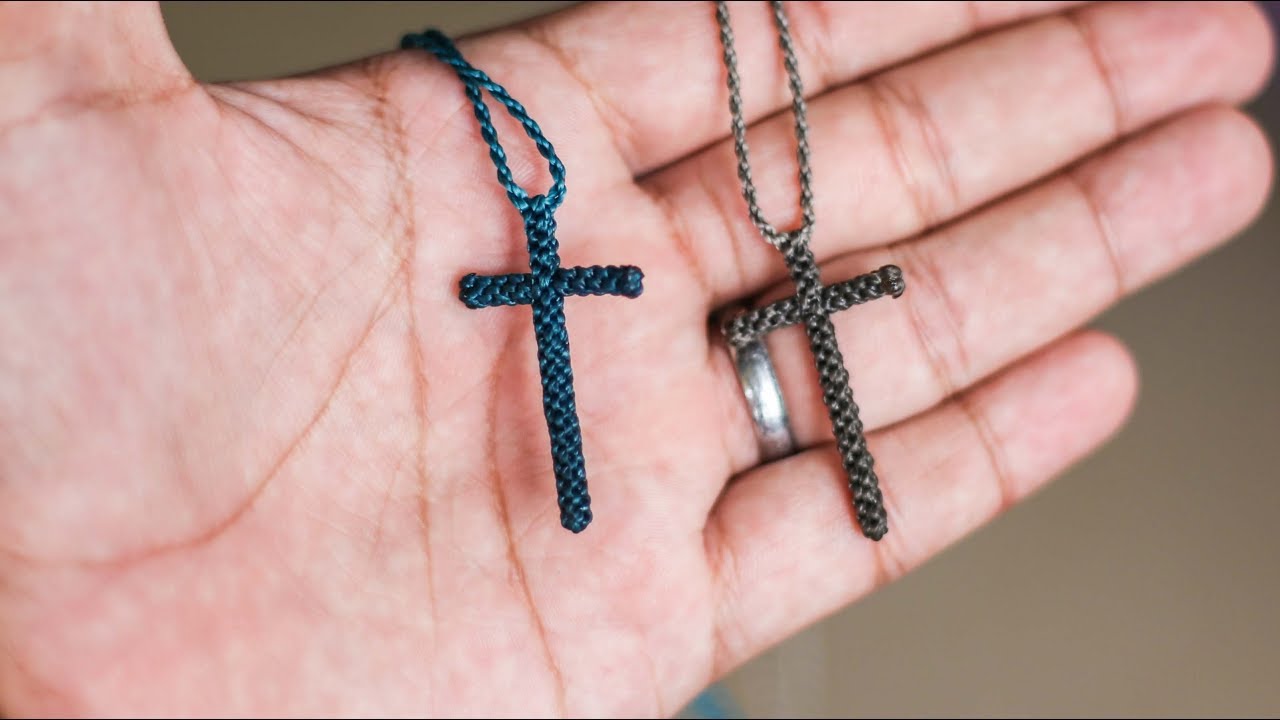 Colgante de cruz hecho con nudos | Collar macrame paso a paso
