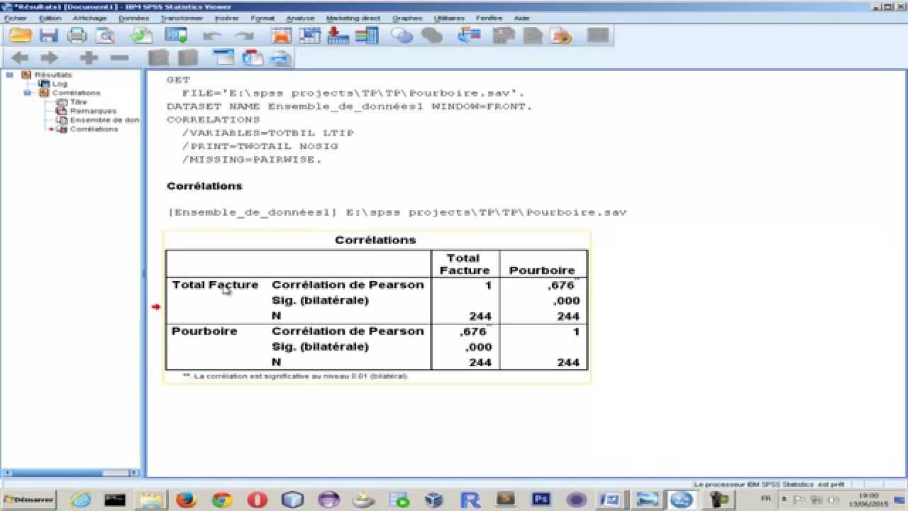 spss :  Tutorial 5 - corrélation de Pearson / Spearman et Test khi-deux