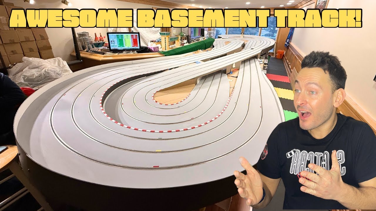 Check out this Awesome Wood Routed Basement Slot Car Track!