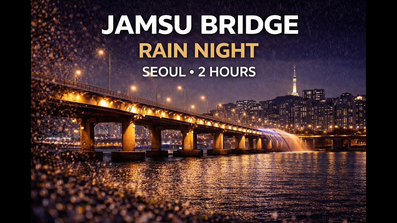 Jamsu Bridge Rain Night in Seoul | 2 Hours