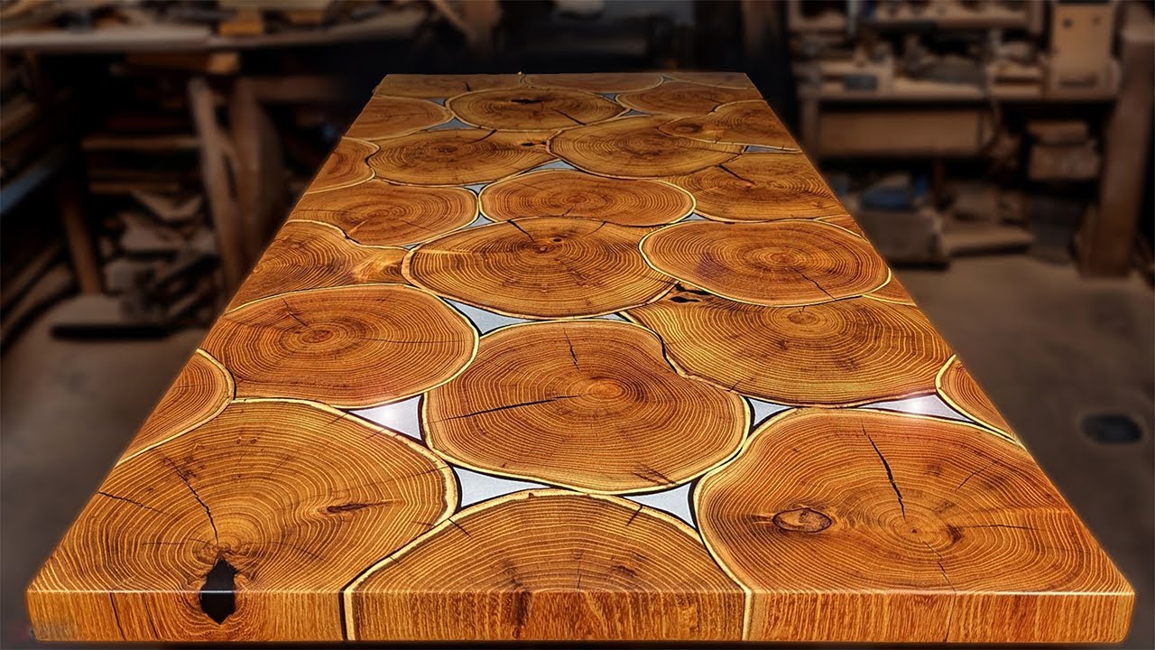 Big Table made from an Old Tree and Steel