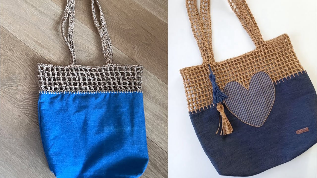#handmadebyhind #crochet  تحويل ثوب جينز قديم إلى حقيبة كروشيه أنيقة | مشروع DIY سهل ومربح!