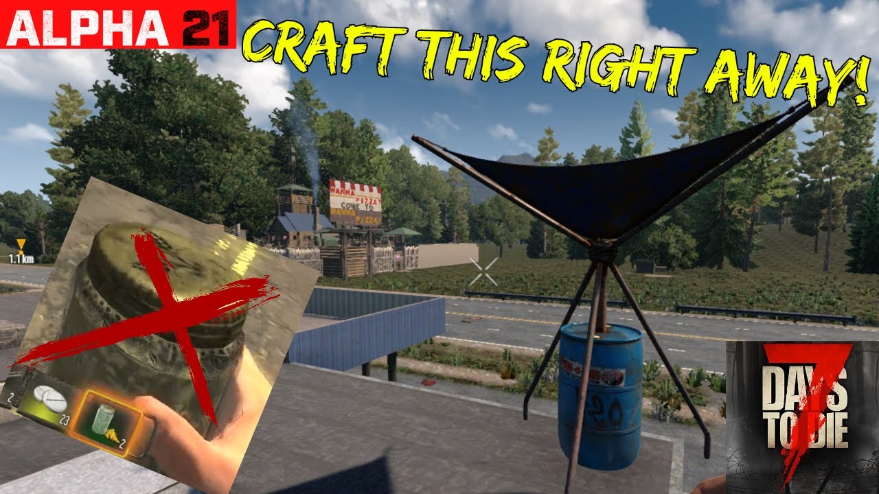 How To Not Die Of Dehydration in Alpha 21! ~ 7 Days To Die ~ The Dew Collector & Water Filter