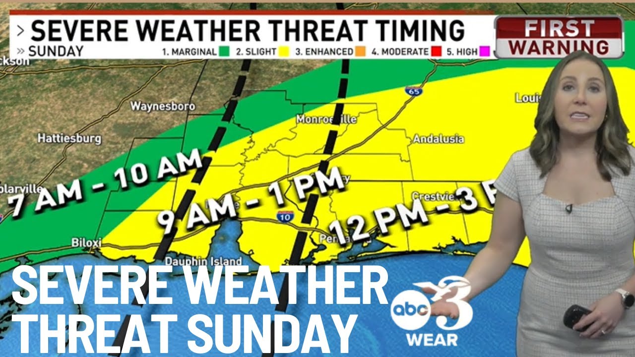 Severe storms possible Sunday in NW Florida with a major cool down to follow