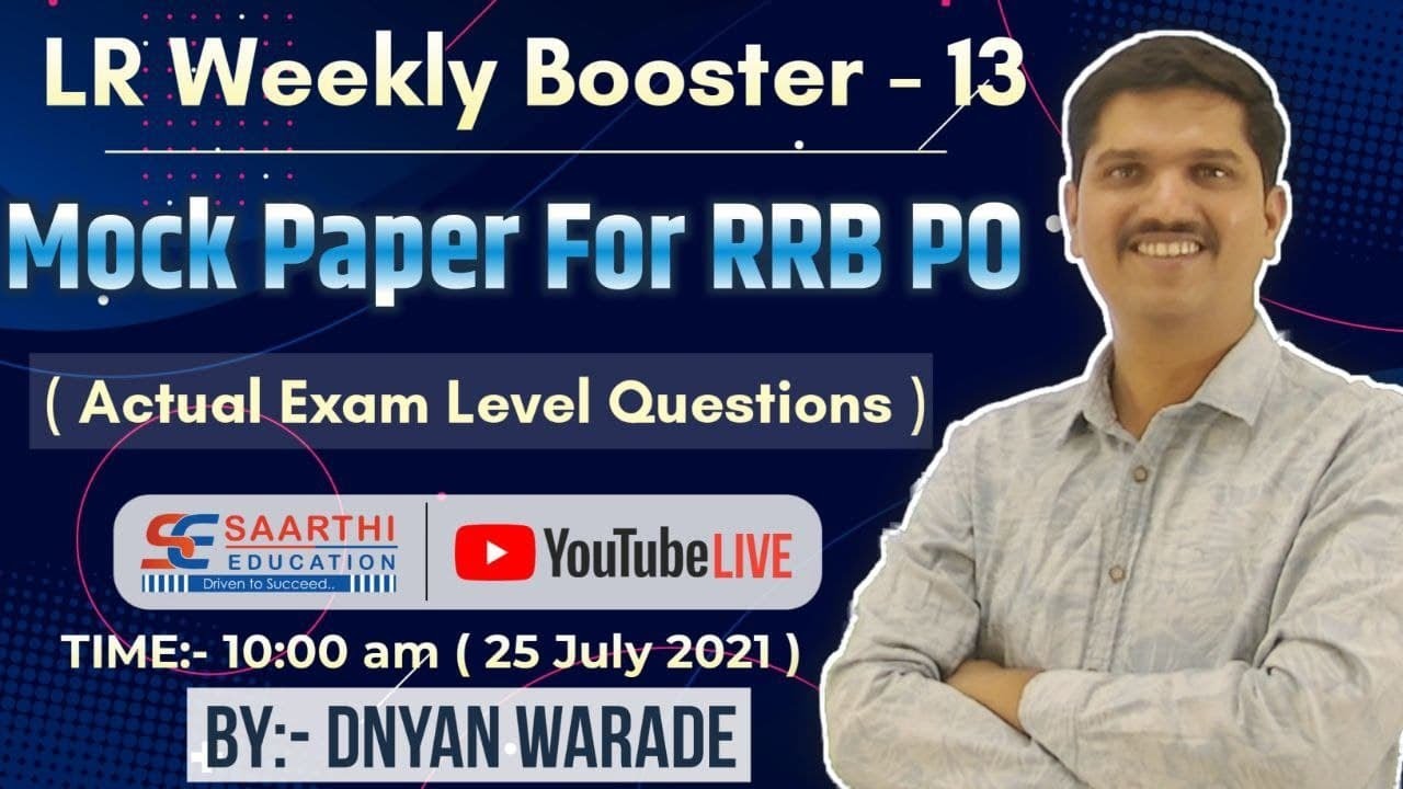 LR Weekly Booster 13 ( Mock Paper For RRB PO ) By Dnyan Warade