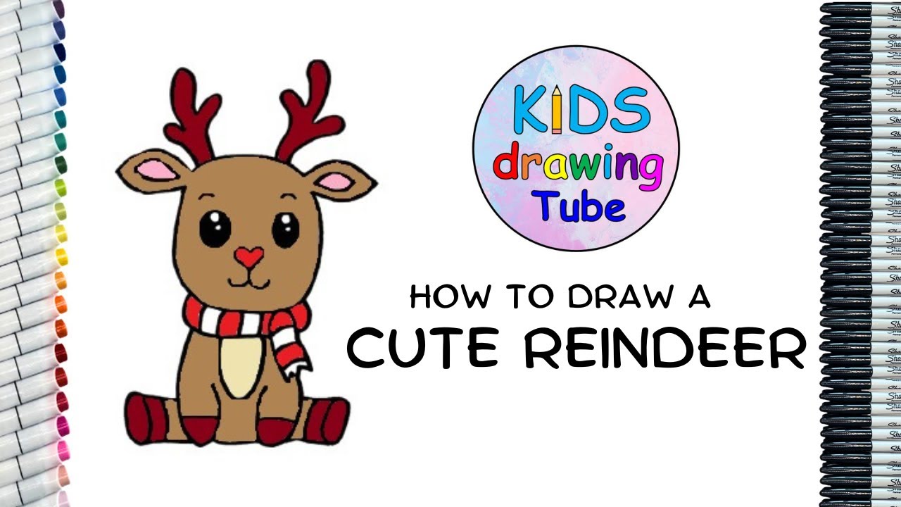 How to draw a Cute Reindeer - Christmas Drawing