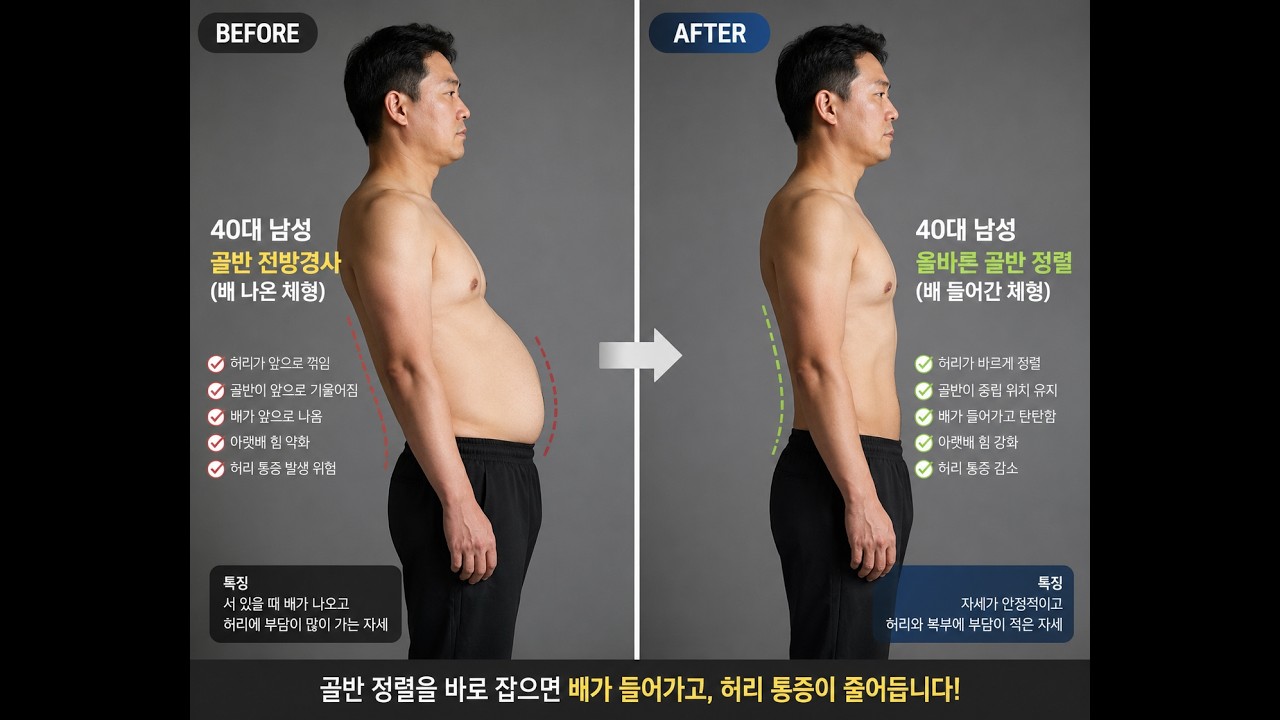30,40대 배나오고 골반전방경사이신 분들을 위한 아주 쉬운 운동법!