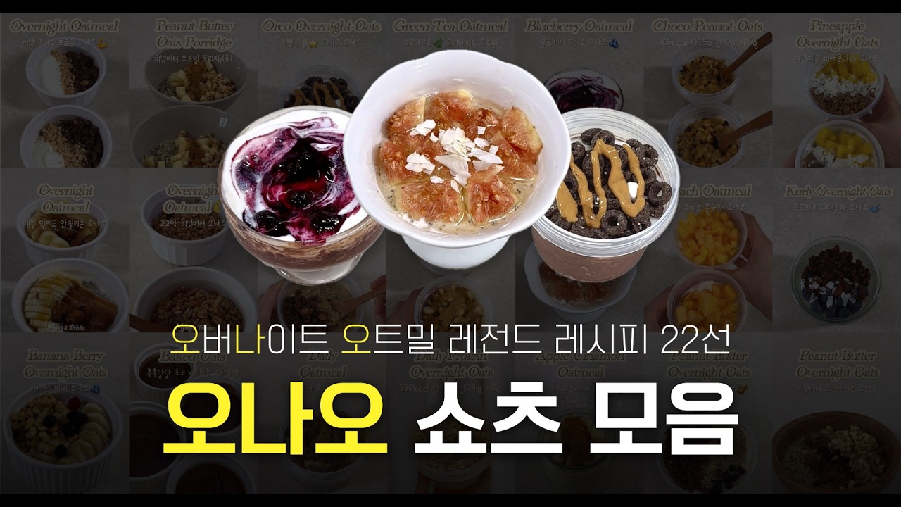 누적조회수 150만💟 오나오 레시피 BEST 22 | 입문자를 위한 오나오 1분 모아보기 | 나에게 맞는 오버나이트 오트밀 만드는법